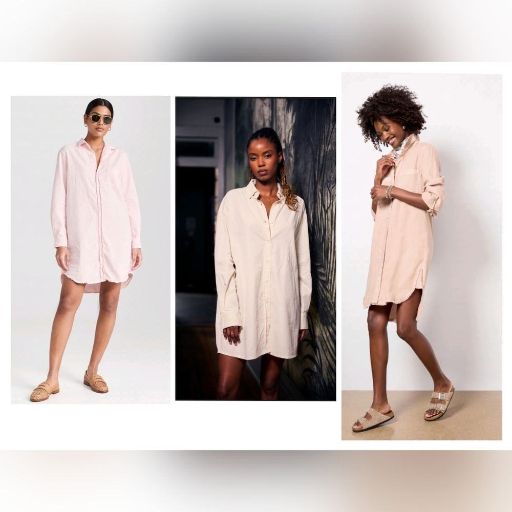 Thread & Supply Oversized Long Sleeve Shirt Dress in Blush